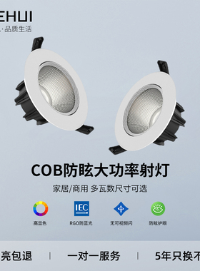 射灯店铺商用超亮LED天花灯嵌入式COB餐饮服装店专用聚光筒灯家用