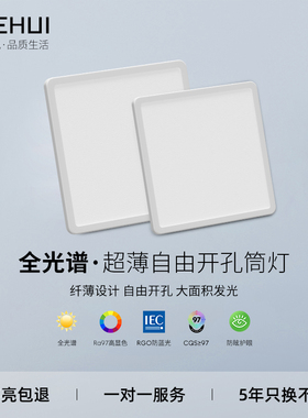 自由开孔面板灯超薄可调筒灯6w8w15w20w3寸4寸6寸方形 嵌入式孔灯