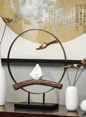 新中式禅意摆件小茶几桌面玄关书房茶室酒柜创意客厅软装家居饰品