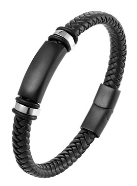 新款 电商货源欧美爆款复古黑色蓝色棕色编织男士手链厂家直销