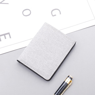 可放驾驶证超薄皮夹男式 新品 男士 帆布钱包短款 迷你小钱夹带 竖款