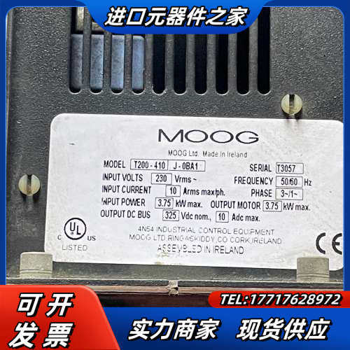 德国MOOG穆格伺服驱动器T200-410J-0BA1 议价