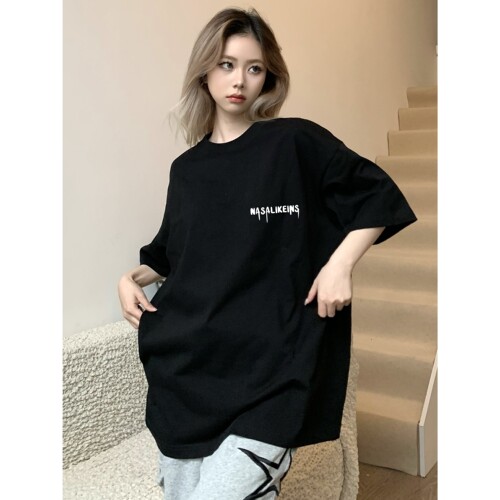 NASA联名复古重磅纯棉短袖t恤男女宽松情侣装春夏季新款百搭上衣