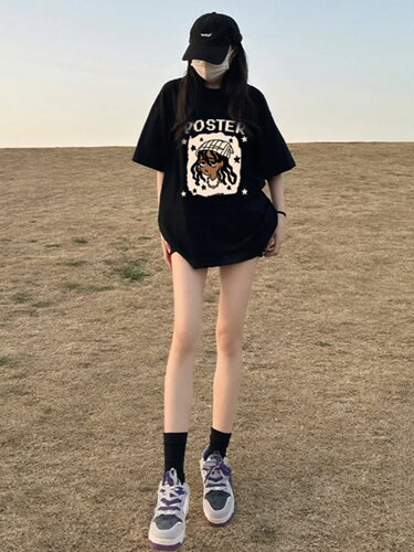 NASA美式复古oversize重磅纯棉短袖t恤男女同款情侣夏季宽松上衣