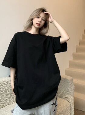 NASA宽松百搭纯色纯棉短袖t恤男女同款情侣装春夏季2026新款上衣