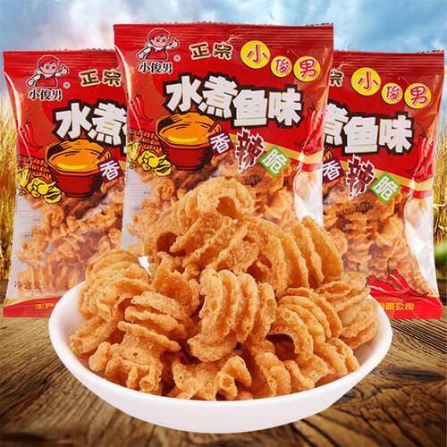 小俊男水煮鱼味香辣脆60袋8090后童年儿时怀旧校园小卖铺膨化零食