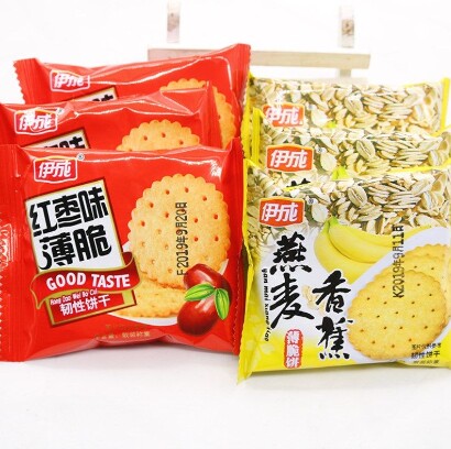 伊成燕麦香蕉薄脆饼干红枣独立小包装办公休闲糕点零食品多省特惠
