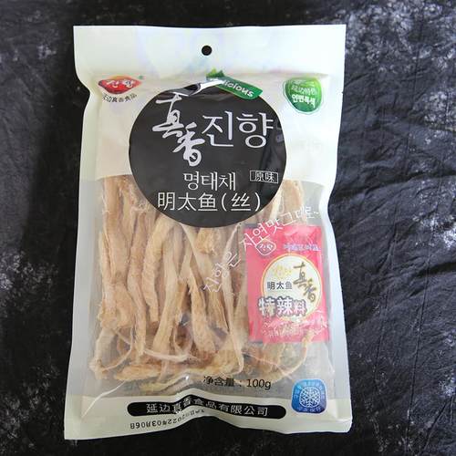 延边特产真香明太鱼丝明太鱼干开袋即食零食原味鲜味香辣味100g包
