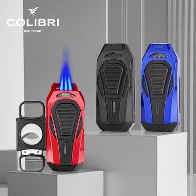 正品美国科乐比Colibri雪茄剪打火机直冲三火防风充气平剪高档礼