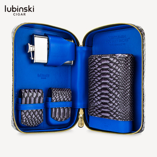 鲁宾斯基雪茄保湿盒便携包5支装配直冲打火机烟灰缸雪茄剪礼品装