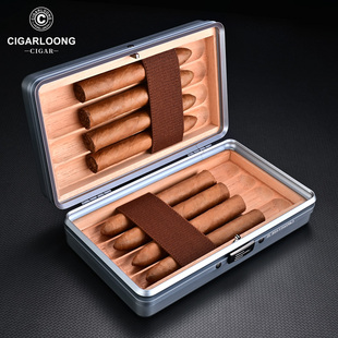 CIGARLOONG茄龙雪茄盒便携保湿盒铝合金雪松木雪茄8支装CLA-20EI1