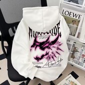 美式 高街潮牌恐龙印花连帽卫衣男女秋冬宽松hiphop加绒个性 上衣潮