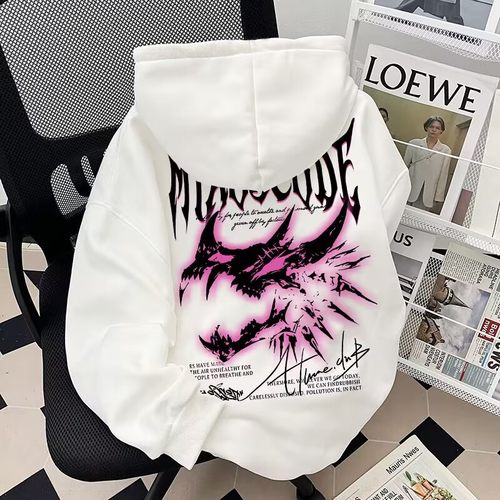 美式高街恐龙印花连帽卫衣宽松版