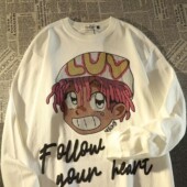 t恤男秋宽松ins欧美风oversize薄款 美式 复古街头潮牌长袖 上衣卫衣