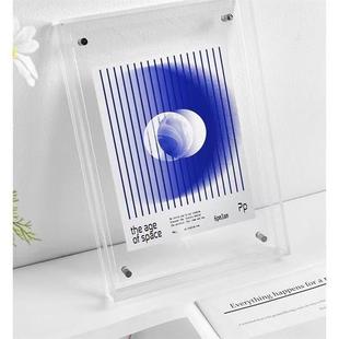 裱畫框4展示框方形展示裝 亞克力透明相框掛墻裝 飾畫風(fēng)擺臺(tái)