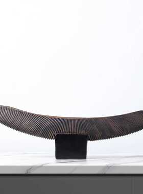 树脂长船形装饰品新中国风沉默风格覆古旧花盆和花盆家庭模型室装