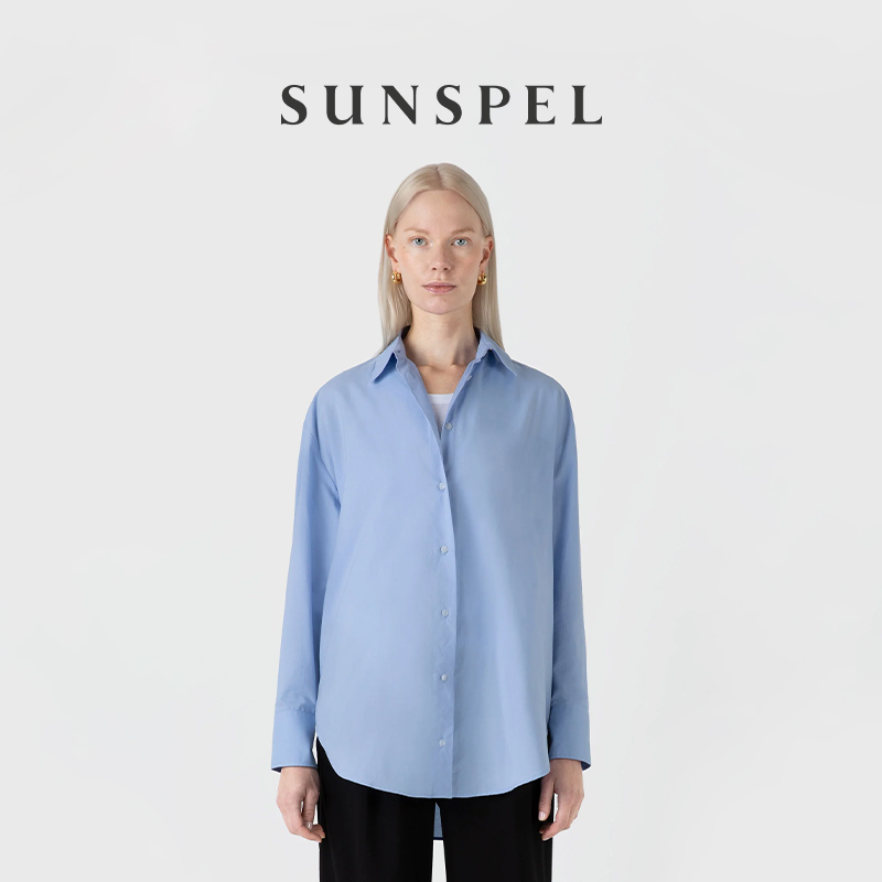 SUNSPEL女士早秋棉府绸宽松衬衫