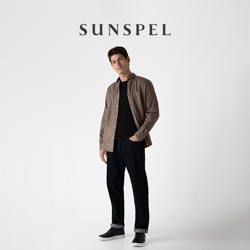 SUNSPEL男士秋冬法兰绒长袖衬衫