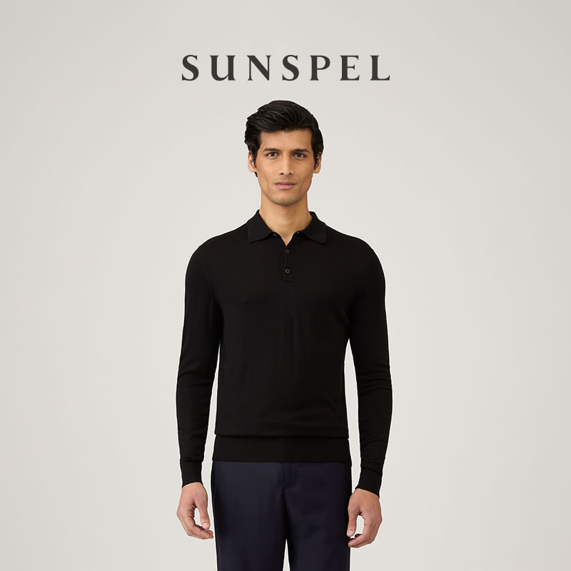 SUNSPEL男士羊毛长袖polo衫秋冬