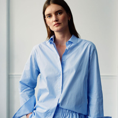 女士春夏宽松棉府绸衬衫