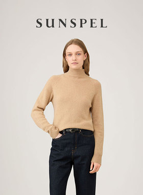 【特享6折】SUNSPEL女士秋冬羊羔毛漏斗领高领针织毛衣