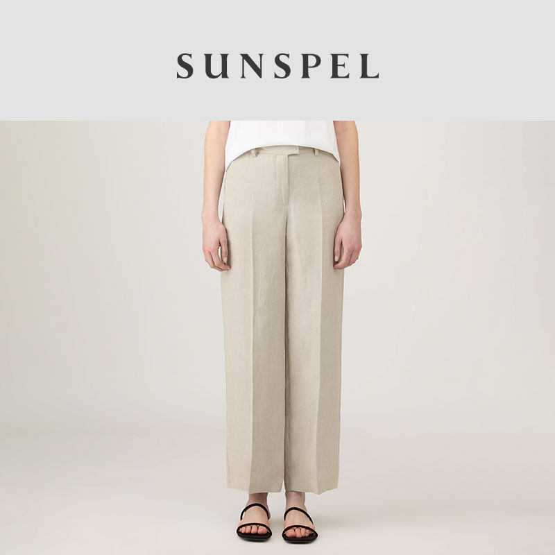 【亚麻系列】SUNSPEL 女士春夏经典款亚麻长裤 浅沙色