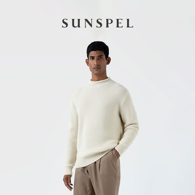 SUNSPEL男士羊毛卷领毛衣秋冬
