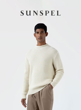 【特享6折】SUNSPEL男士秋冬美利奴羊毛卷领针织毛衣渔夫领套头衫