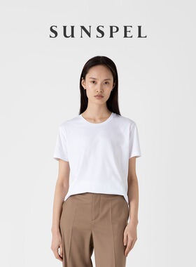 SUNSPEL女士秋冬Supima棉New Boy Fit 舒适圆领打底T恤