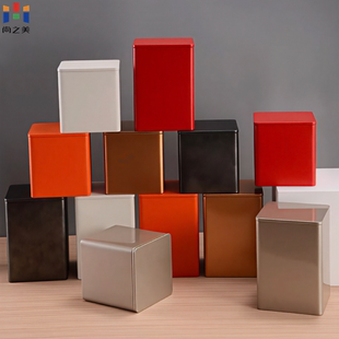 新款通用茶叶罐方形马口铁罐喜糖盒纯色零食罐空盒铁皮盒可定制