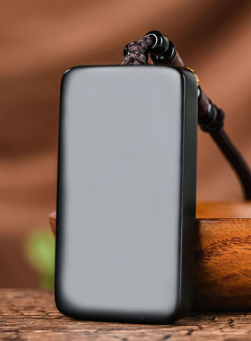 新疆和田玉墨玉平安无事牌玉吊坠男女款玉牌玉坠玉石挂件 标准 标