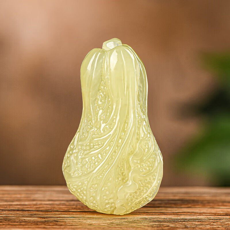 新疆黄口玉白菜男女款百财玉坠挂件项链 新疆黄口白菜49x26x2 标