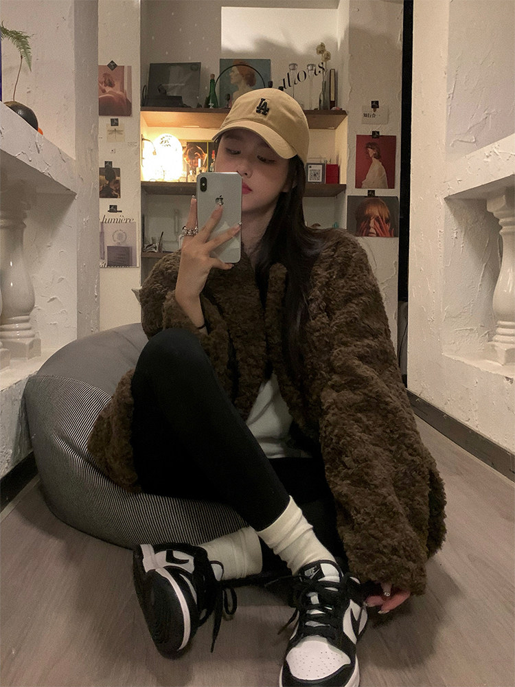 羊羔毛外套宽松休闲仿皮草毛大衣