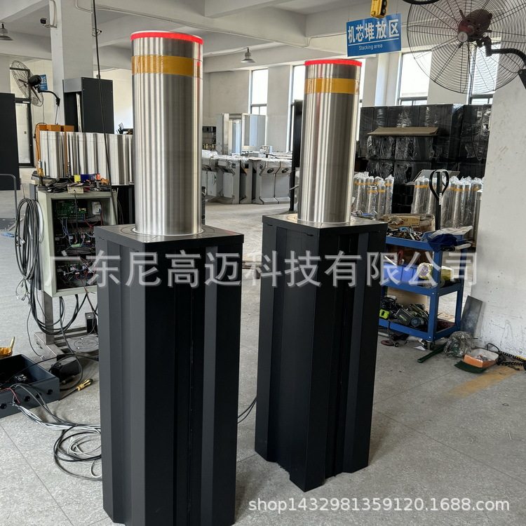 液压一体式自动升降防撞柱厂家,手动按压伸缩不锈钢路桩,可拆卸庄