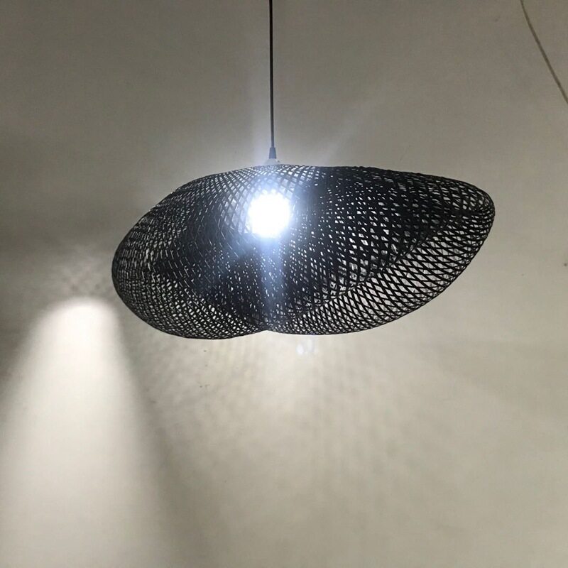田园餐厅饭店民宿卧室日式灯笼榻榻米灯竹藤吊灯复古竹艺编织吊灯