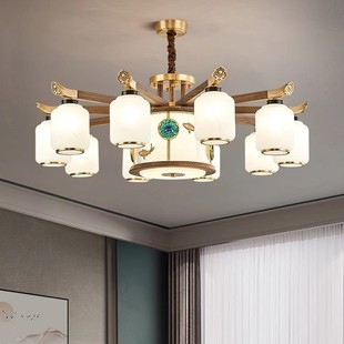 全铜新中式低层高吸顶灯黑胡桃木客厅吊灯高档中国风新款灯具中山