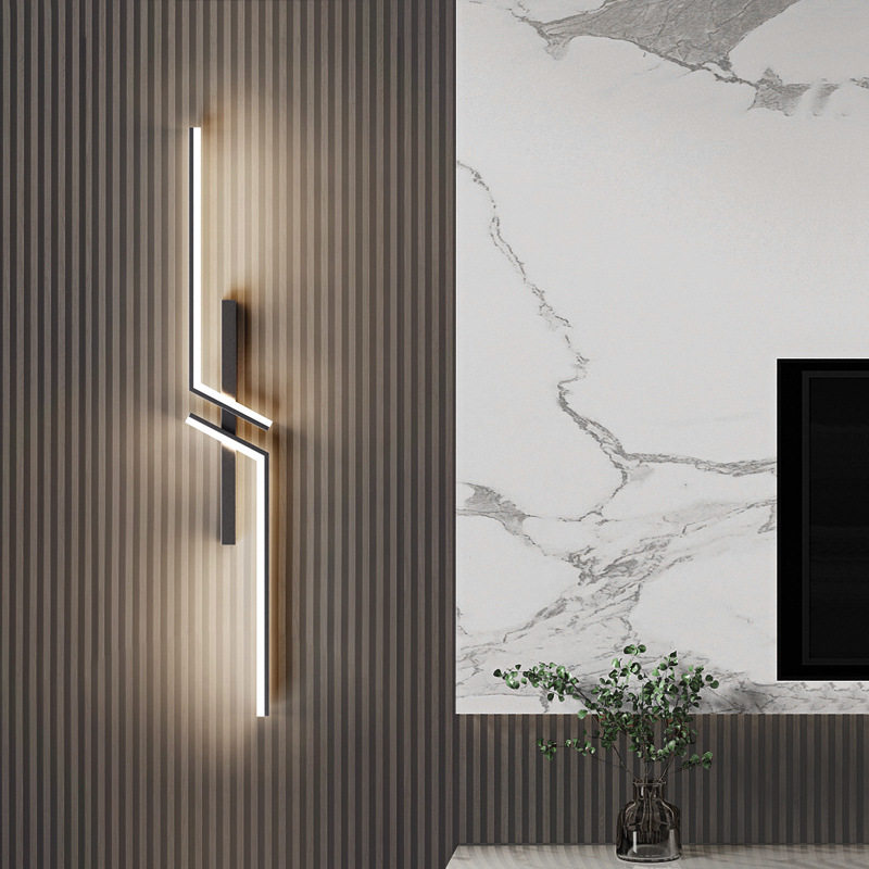 新款极简艺术创意壁灯客厅格栅电视背景长条装饰灯简约卧室床头灯