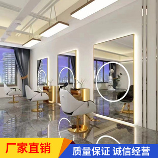 美发镜发廊专用挂墙带灯长镜长方美发店烫染剪发镜子理发店镜镜台