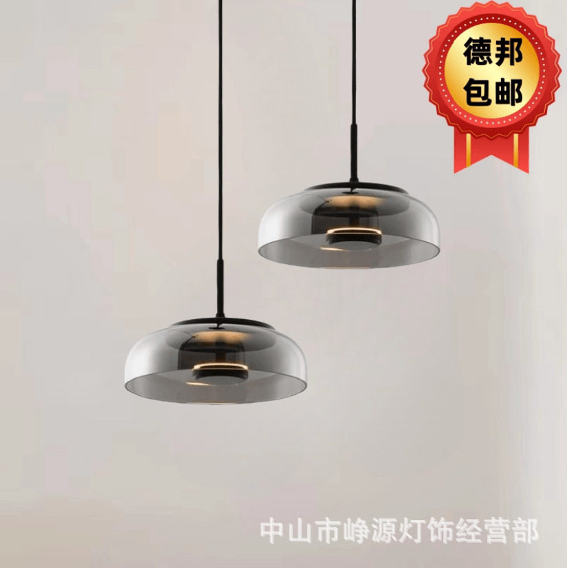 餐厅吊灯岛台简约现代设计感极简床头吊线灯咖啡厅吧台餐桌玻璃灯