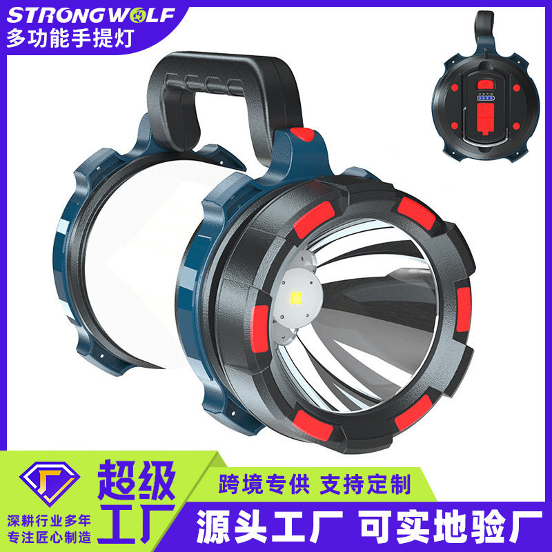 新款野营探照灯 LED多功能USB充电输出 露营应急照明手提式手电筒