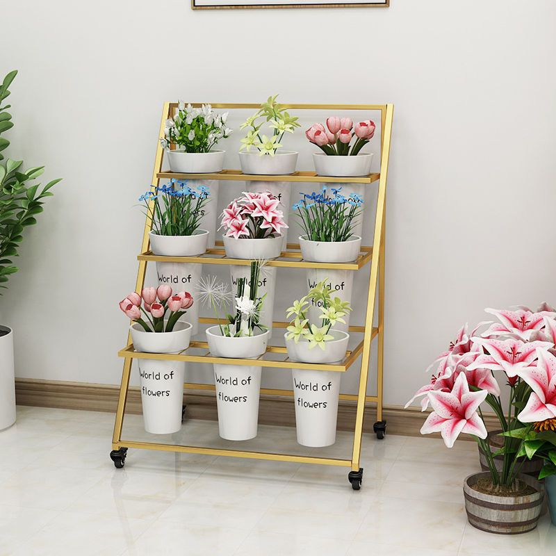简约摆摊折叠可移动阶梯多层花店花架铁艺鲜花架子花店花桶展示架