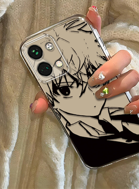 素描奇犽适用一加Ace2V手机壳新款PHP110防摔镜头全包男女带挂绳创意透明软壳保护套高级感时尚个性小众情侣