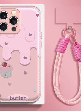 粉奶糖果适用苹果17promax手机壳iPhone16e/15pro新款14plus女ip13pro全包防摔12气垫壳11高级小众马年带挂绳
