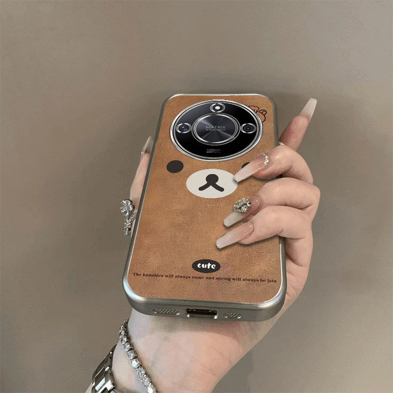 可爱棕熊适用荣耀X50Pro手机壳新款防摔镜头全包男女挂绳电镀外壳创意保护套高级感时尚个性小众情侣网红2026