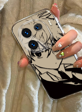 素描奇犽适用iQOO12手机壳新款V2307A防摔镜头全包男女带挂绳创意透明软壳保护套高级感时尚个性小众情侣网红