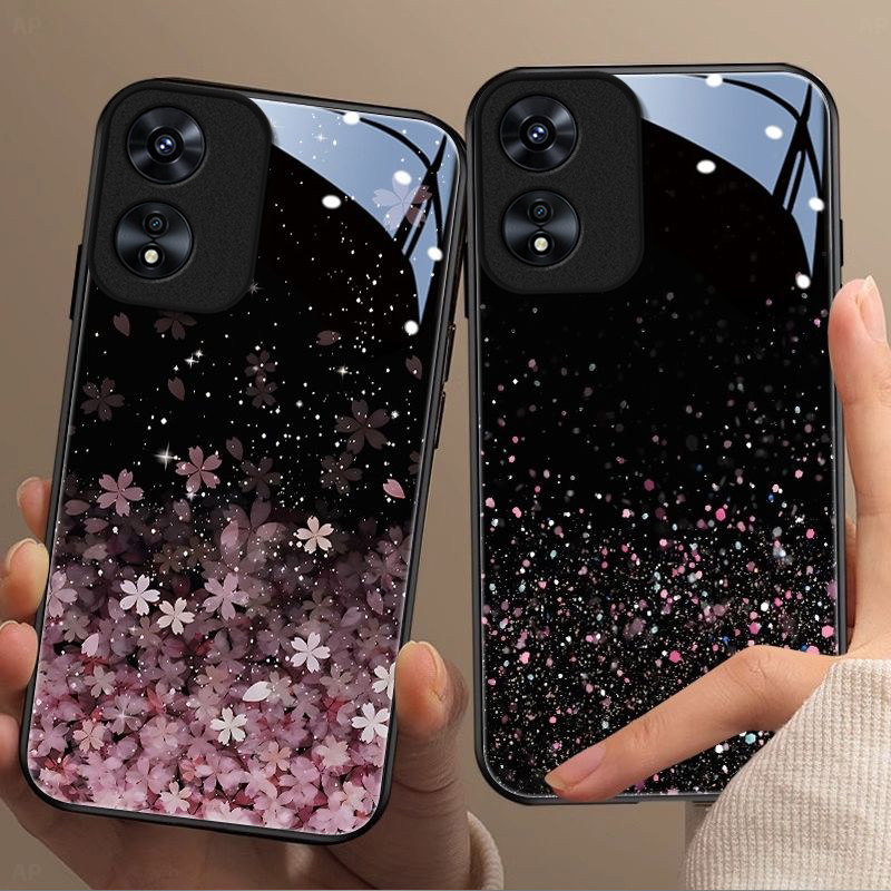 满屏樱花适用OPPOA97手机壳oppoa96/95玻璃a93/92s新款a91/72n外壳58/56/55硬壳36/32/5高级11/9/2x液态a3/1i