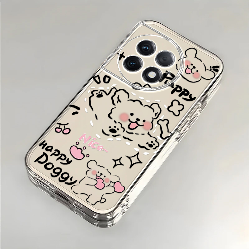 奔跑小狗适用一加Ace2Pro手机壳新款PJA110防摔镜头全包男女挂绳创意透明软壳保护套高级感时尚个性小众情侣