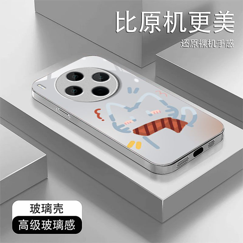 围巾小猫适用vivoY500Pro手机壳y300/y200/y100i新款y97玻璃y93/y76/y74/y52/y51sy78/y77t套y50y37mpro+5gGT