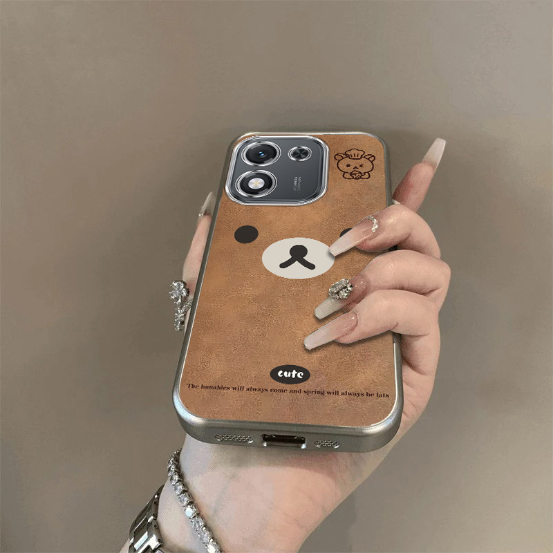 可爱棕熊适用荣耀X70i手机壳新款ABR-AN00防摔镜头全包男女带挂绳电镀外壳创意保护套高级感时尚个性小众情侣