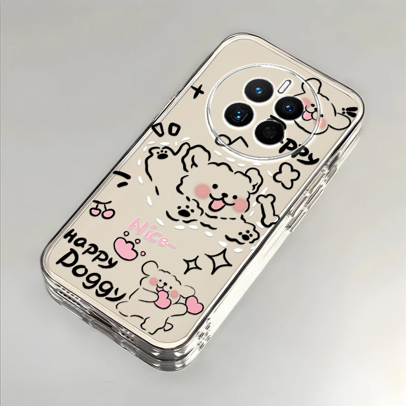 奔跑小狗适用华为Mate50E手机壳新款防摔镜头全包男女带挂绳创意透明保护套高级感时尚软壳个性网红小众情侣